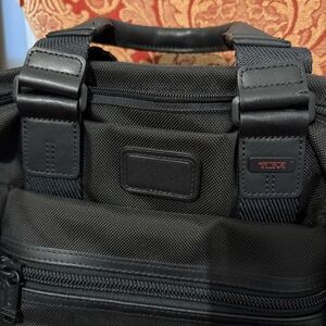 TUMI Black Leather Trim Briefcase